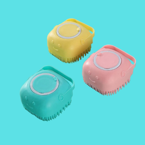 2-in-1 Haustier Bad- & Massagebürste mit Shampoospender
