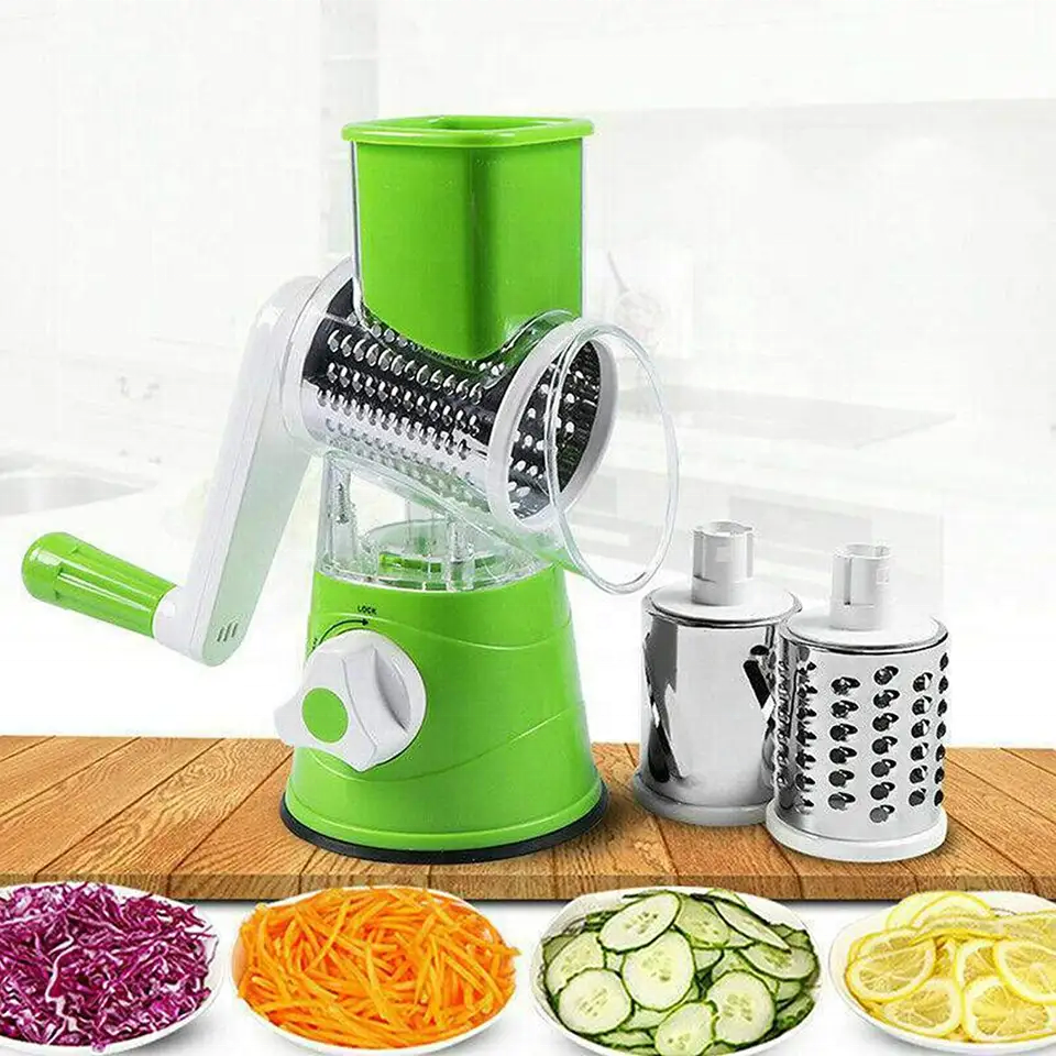3-in-1 Mandoline Gemüseschneider & Käsereibe mit Kurbel