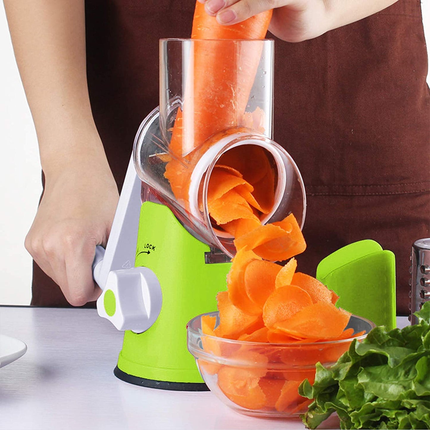 3-in-1 Mandoline Gemüseschneider & Käsereibe mit Kurbel
