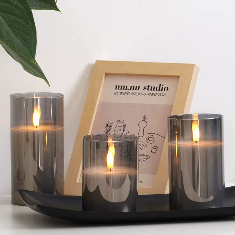 LED-Kerzen Set (3 Stück) – Flammenlose, batteriebetriebene Kerzen mit Fernbedienung