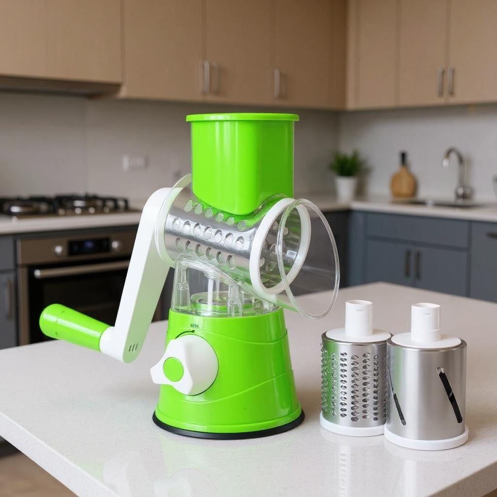 3-in-1 Mandoline Gemüseschneider & Käsereibe mit Kurbel