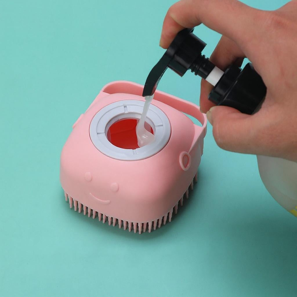 2-in-1 Haustier Bad- & Massagebürste mit Shampoospender