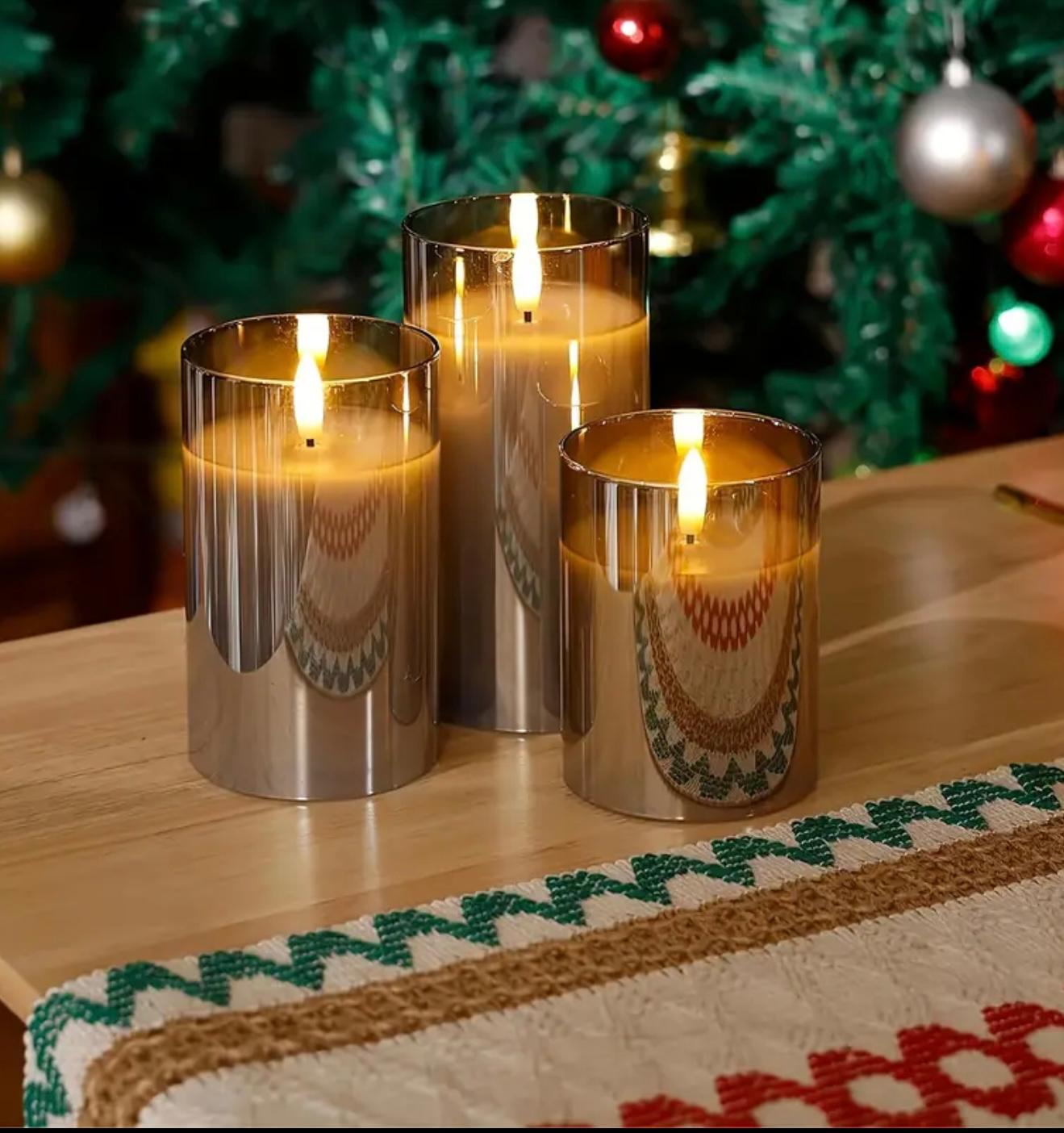 LED-Kerzen Set (3 Stück) – Flammenlose, batteriebetriebene Kerzen mit Fernbedienung