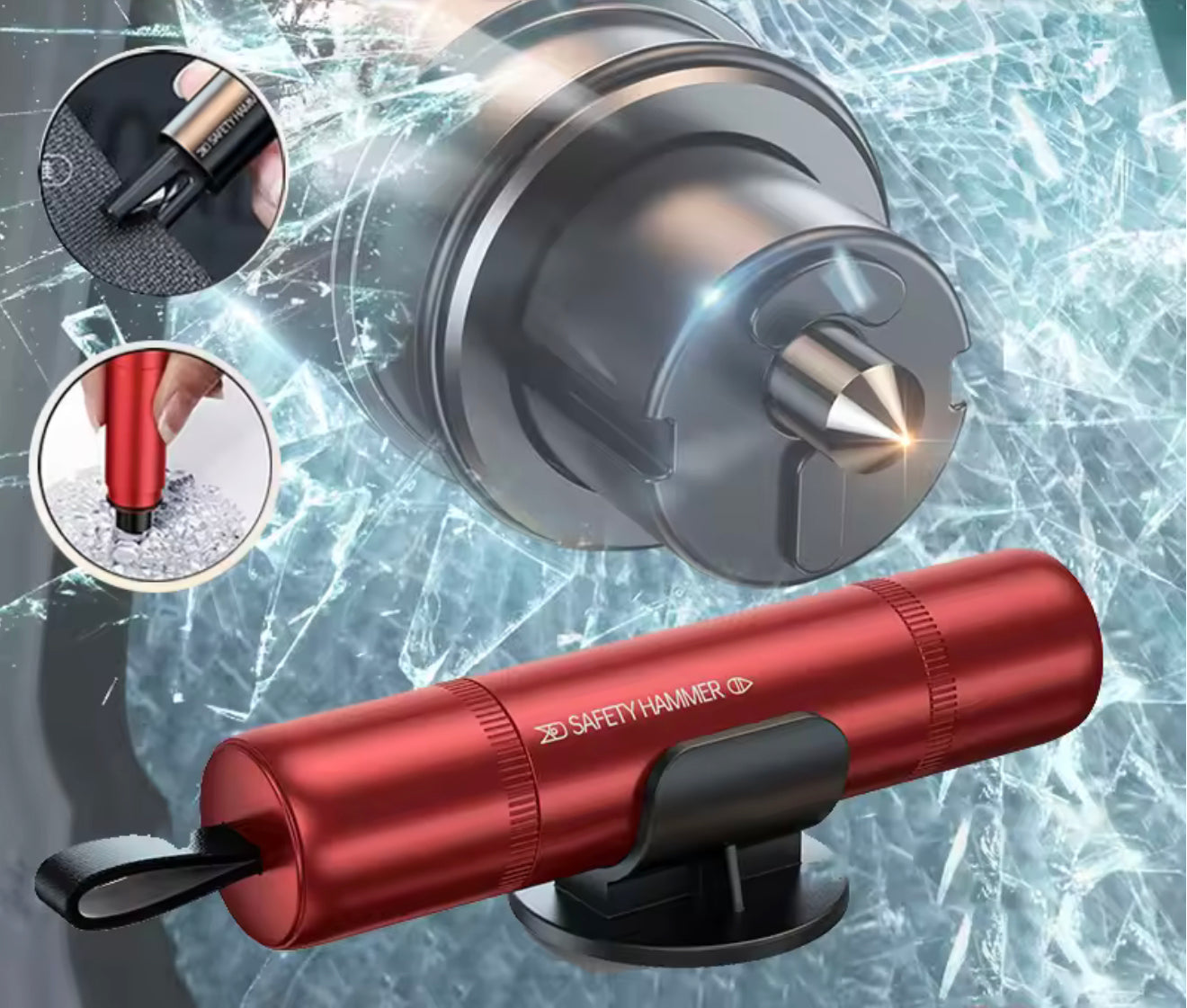 Notfallhammer mit Gurtschneider – Kompakt, 2-in-1 Auto-Sicherheitswerkzeug