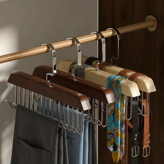 Multifunktionaler Holz-Kleiderbügel mit erhöhter Kapazität