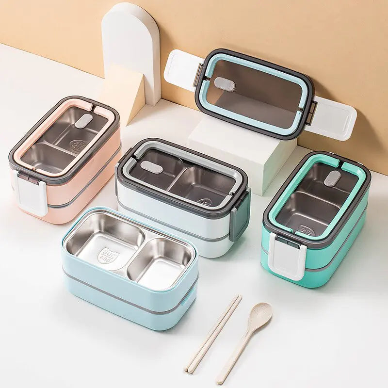 2-schichtige Edelstahl Bento-Lunchbox – Auslaufsicher, luftdicht & nachhaltig