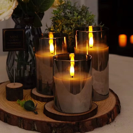 LED-Kerzen Set (3 Stück) – Flammenlose, batteriebetriebene Kerzen mit Fernbedienung