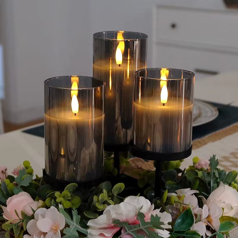 LED-Kerzen Set (3 Stück) – Flammenlose, batteriebetriebene Kerzen mit Fernbedienung