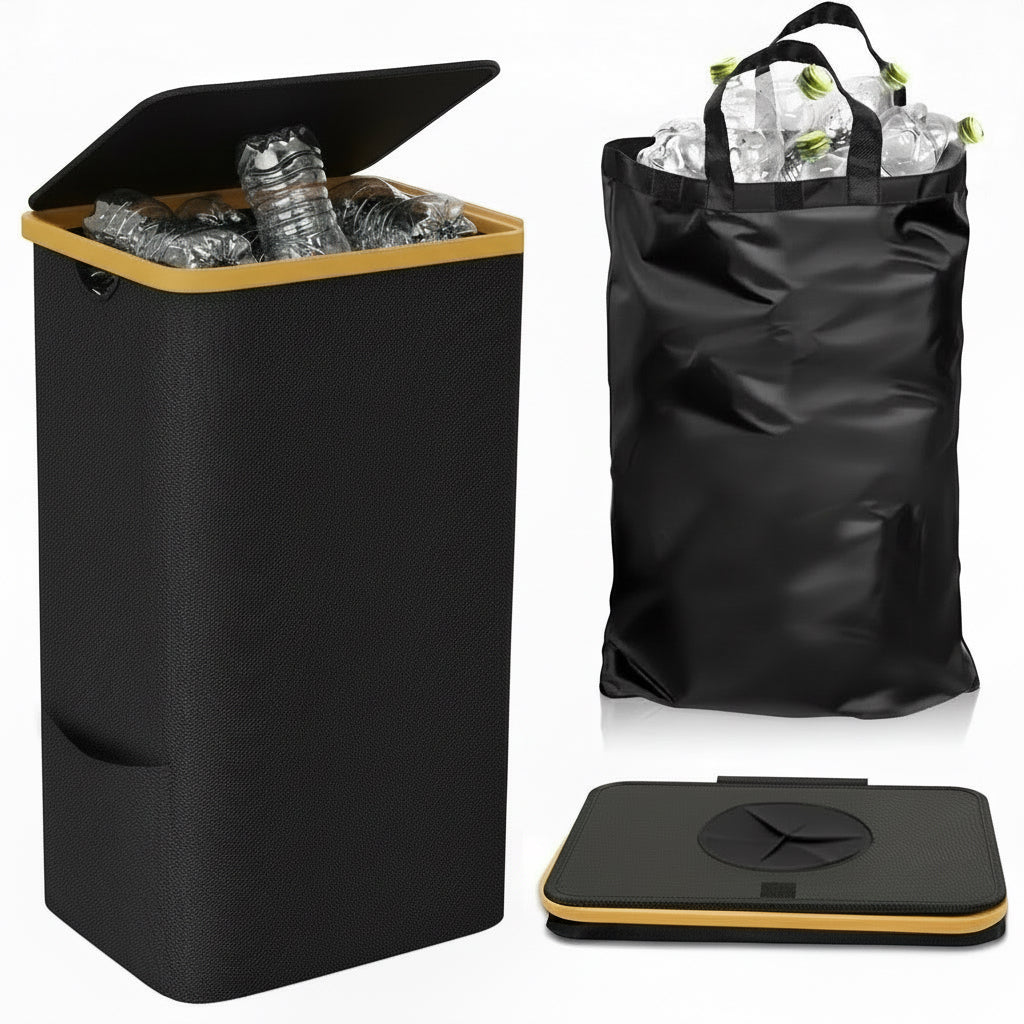 100L Pfandflaschen-Sammelbehälter mit Deckel – Faltbar | Recyclingbehälter für Flaschen, Glas & Kartons