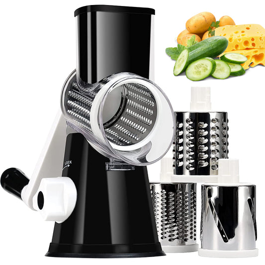 3-in-1 Mandoline Gemüseschneider & Käsereibe mit Kurbel