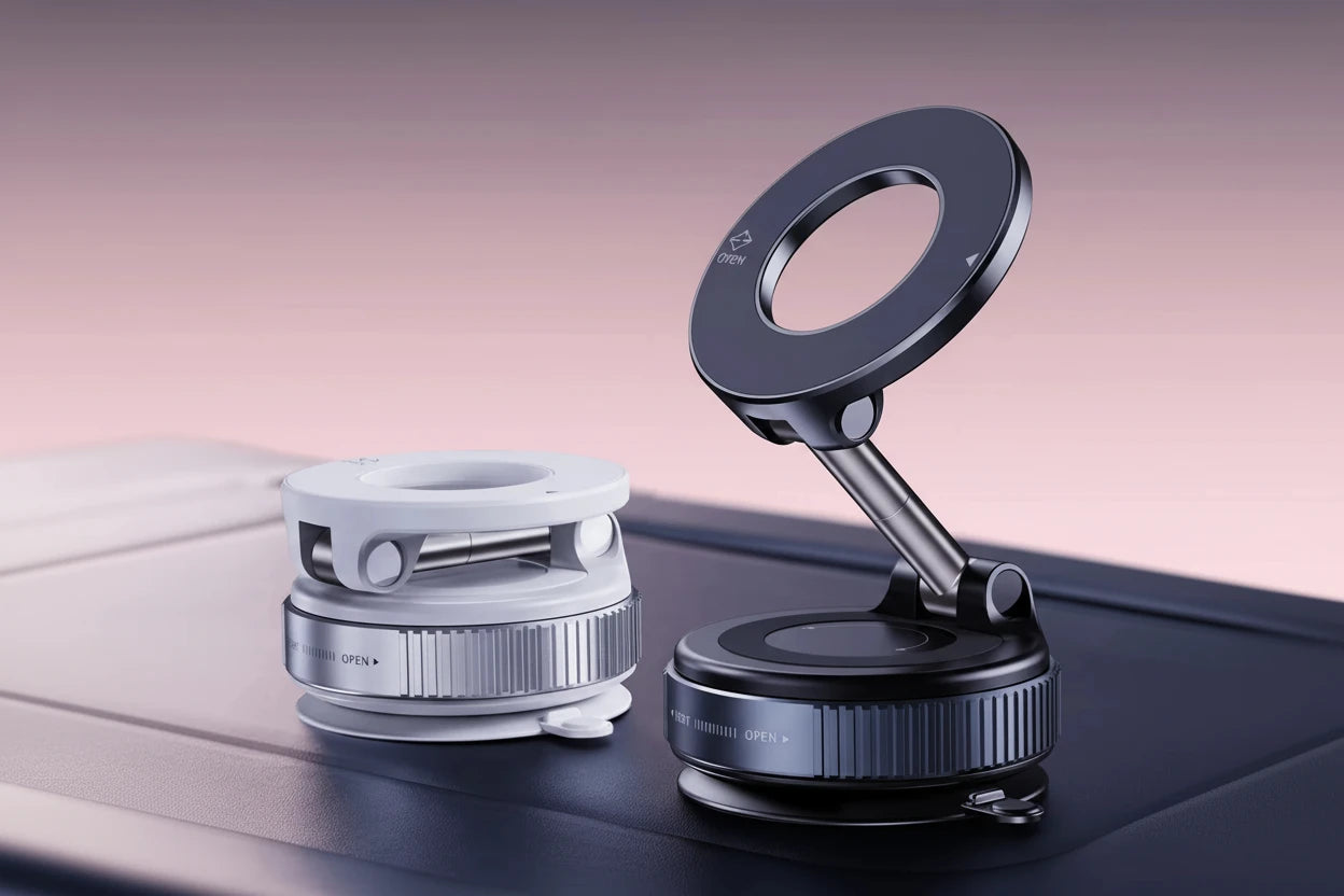 Vakuum Magnet Handyhalterung fürs Auto  – Militärische MagSafe KFZ-Halterung mit Saugnapf, 360° Rotation