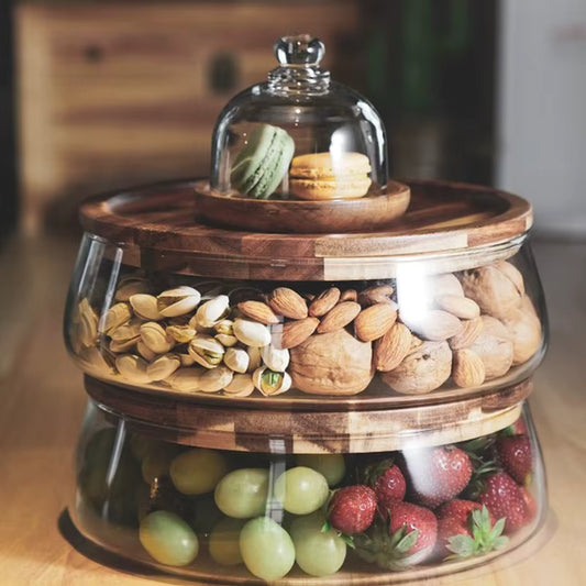 Moderne Japanische Akazienholz Glas-Aufbewahrungsbox