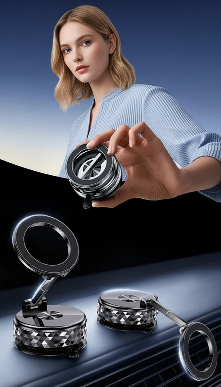 Magnetische Handyhalterung Auto – Diamond Edition | Vakuum-Saugnapf, MagSafe, 360° Rotation, Supermagnet