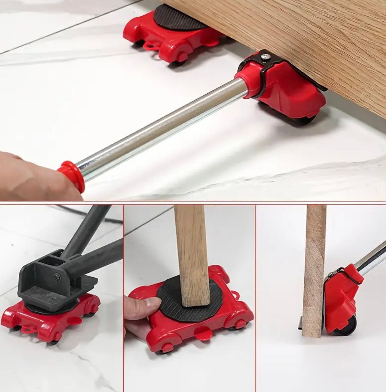 Möbel Transport Set 5-tlg. | Schwerlast Möbelroller & Hebel – Umzugshilfe, Möbelheber