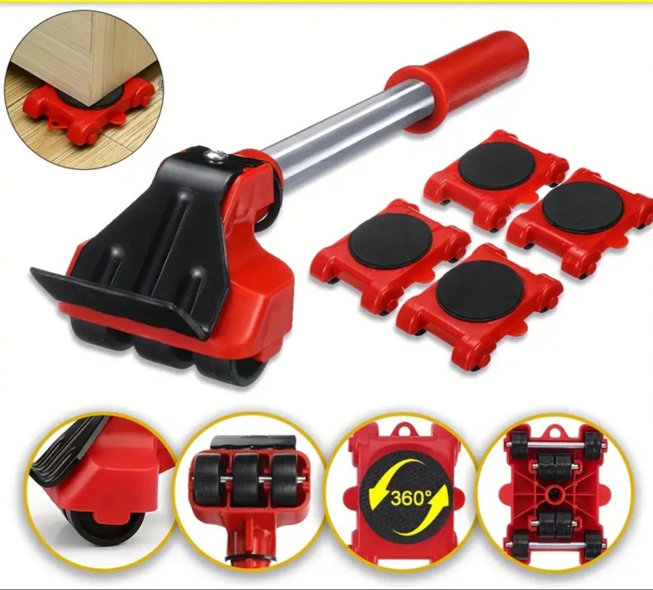 Möbel Transport Set 5-tlg. | Schwerlast Möbelroller & Hebel – Umzugshilfe, Möbelheber