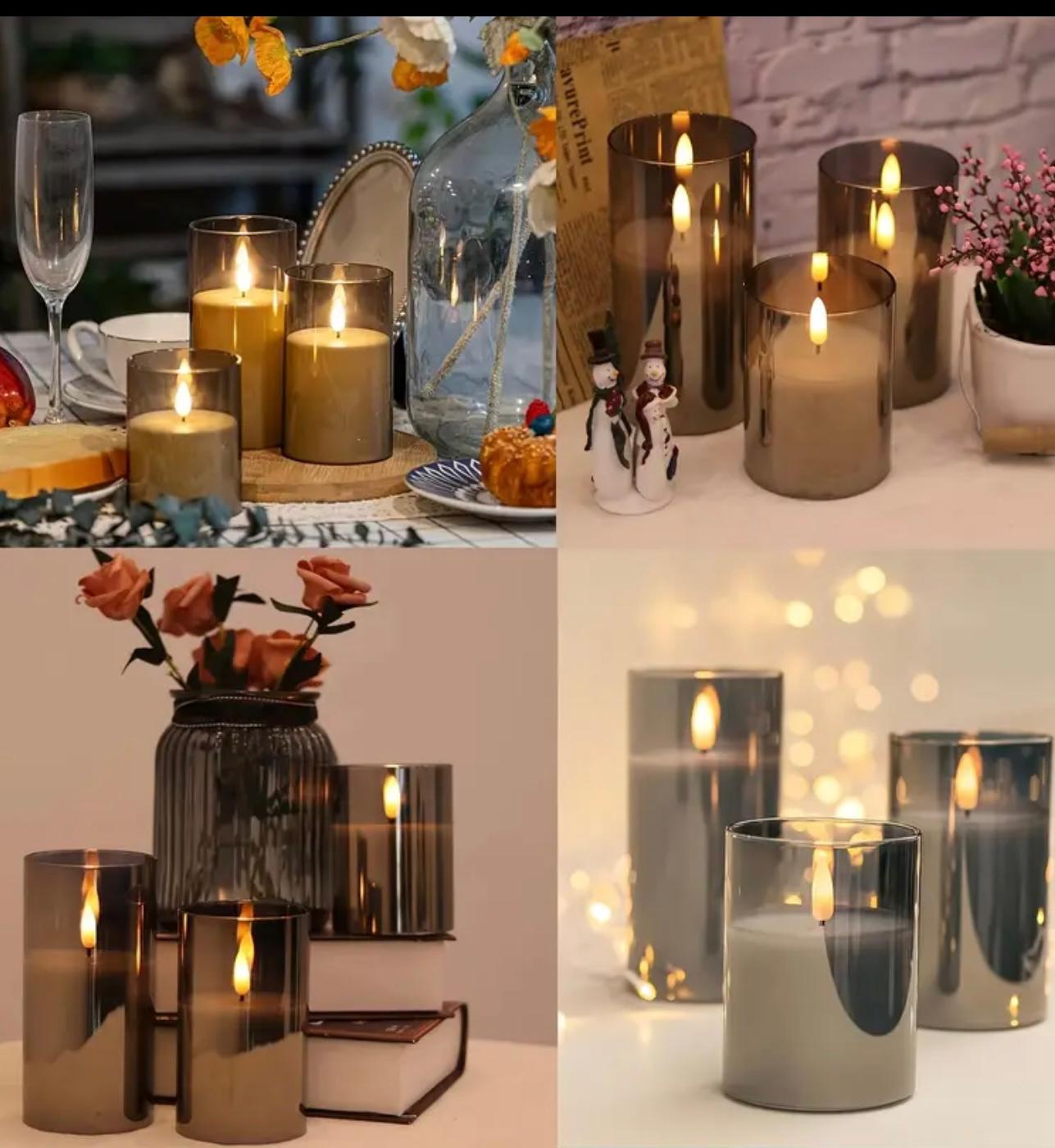 LED-Kerzen Set (3 Stück) – Flammenlose, batteriebetriebene Kerzen mit Fernbedienung