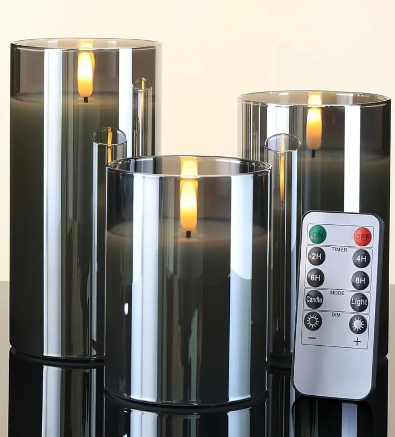 LED-Kerzen Set (3 Stück) – Flammenlose, batteriebetriebene Kerzen mit Fernbedienung