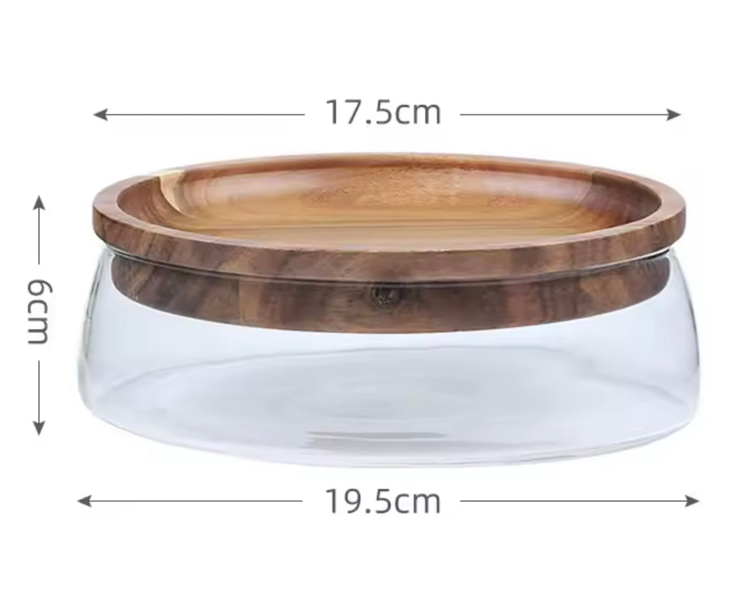 Moderne Japanische Akazienholz Glas-Aufbewahrungsbox